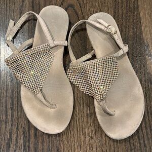Madden Girl Tan Sandals with Rhinestone Embellishments
